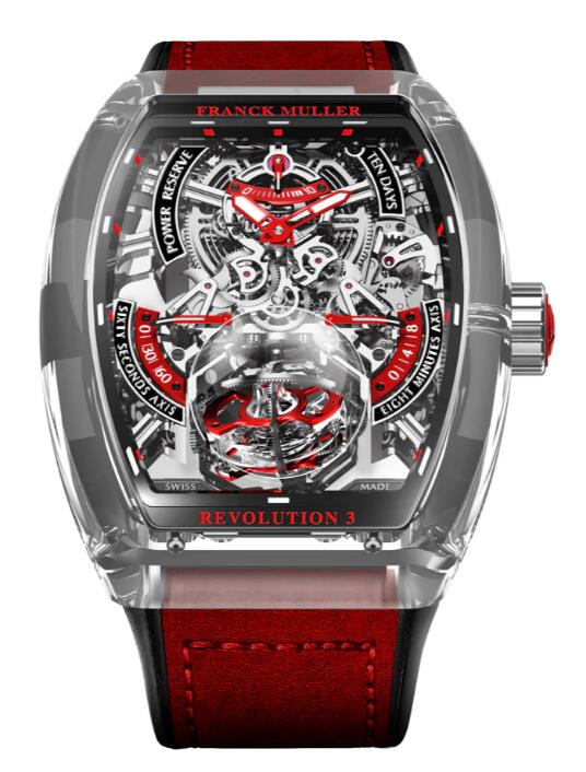 Review Franck Muller Vanguard Revolution 3 Skeleton Sapphire - Red V50 REV 3 PR SQT ER SAPHIRE Replica Watch